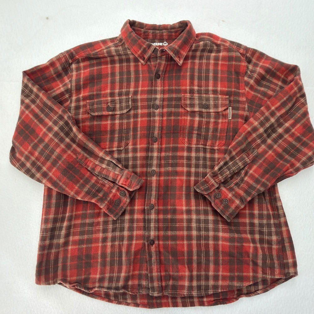 Wolverine Heavyweight Flannel Shirt Men's XXL Red Plaid 100% Cotton Workwear